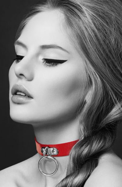 Accueil 15 Collier en cuir rouge SM avec anneau métal argenté pour laisse Taille : TU, Couleur : Rouge