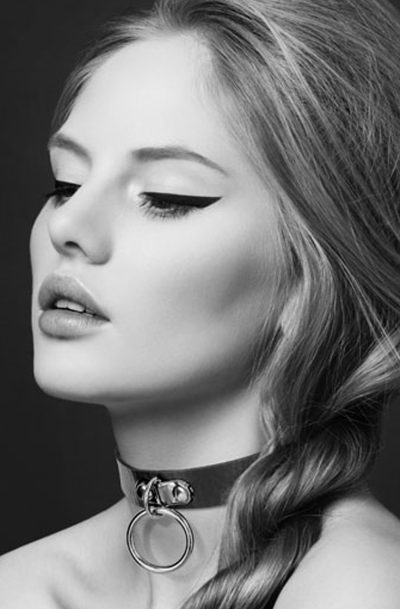 Collier en cuir noir SM avec anneau métal argenté pour laisse Taille : TU, Couleur : Noir