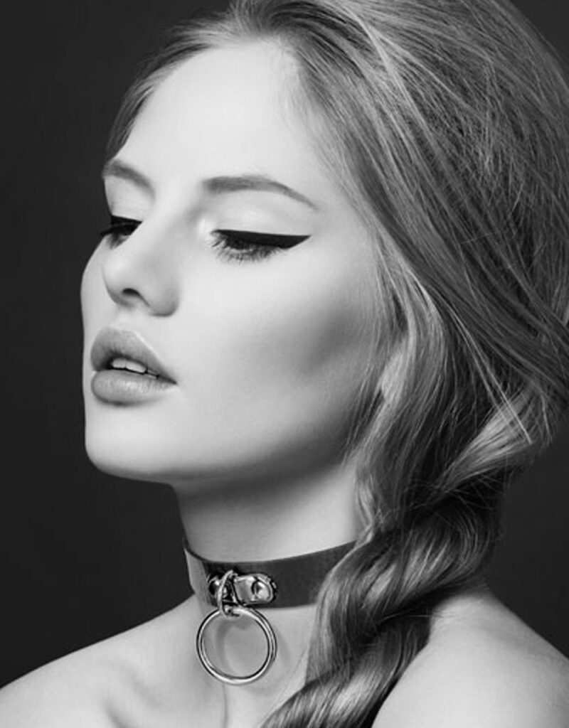 Accueil 13 Collier en cuir noir SM avec anneau métal argenté pour laisse Taille : TU, Couleur : Noir