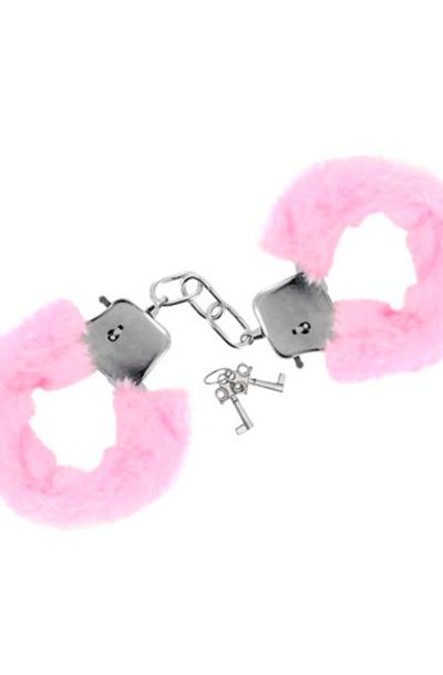 Menottes fourrure roses de poignets avec sécurité Taille : TU, Couleur : Rose