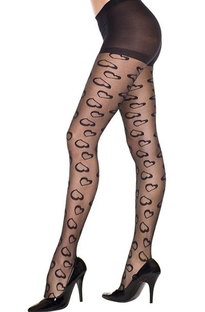 Accueil 17 Collant noir fashion fantaisie avec petits coeurs Taille : TU, Couleur : Noir