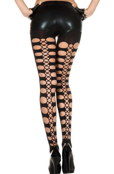 Collant legging noir sexy avec trous Taille : TU, Couleur : Noir