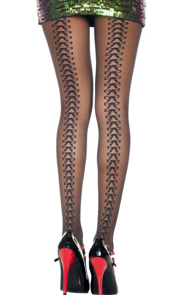 Collant noir effet petits noeuds fantaisie Taille : TU, Couleur : Noir