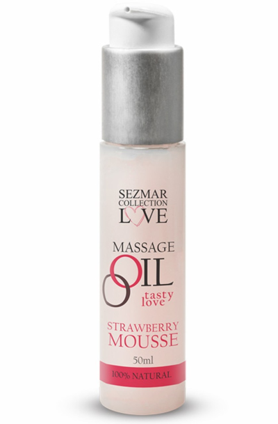 Huile de massage comestible mousse de fraise 50ml Contenance : 50 ML, Parfum : Mousse Fraise