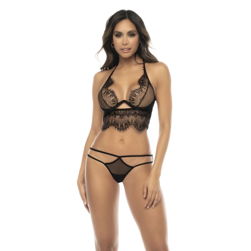 2 en 1 Nuisette et ensemble 2 pièces en dentelle et résille, soutien gorge avec armatures, string et une jupe Taille : S/M, Couleur : Noir 3 2 en 1 Nuisette et ensemble 2 pièces en dentelle et résille, soutien gorge avec armatures, string et une jupe Taille : S/M, Couleur : Noir – Image 3