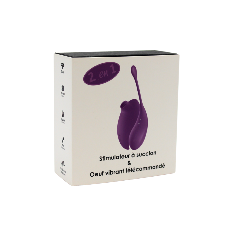2en1 Stimulateur clitoridien à picots par aspiration avec son œuf vibrant à distance violet Couleur : Violet 6 2en1 Stimulateur clitoridien à picots par aspiration avec son œuf vibrant à distance violet Couleur : Violet – Image 6